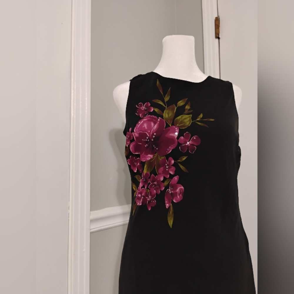 Vintage 1990s 2000s Floral Cowl Neck Back Sleeveless Dress - Picture 3 of 6